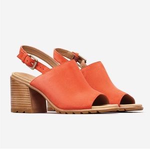 Sorel orange suede Nadia slingbacks like new 7.5